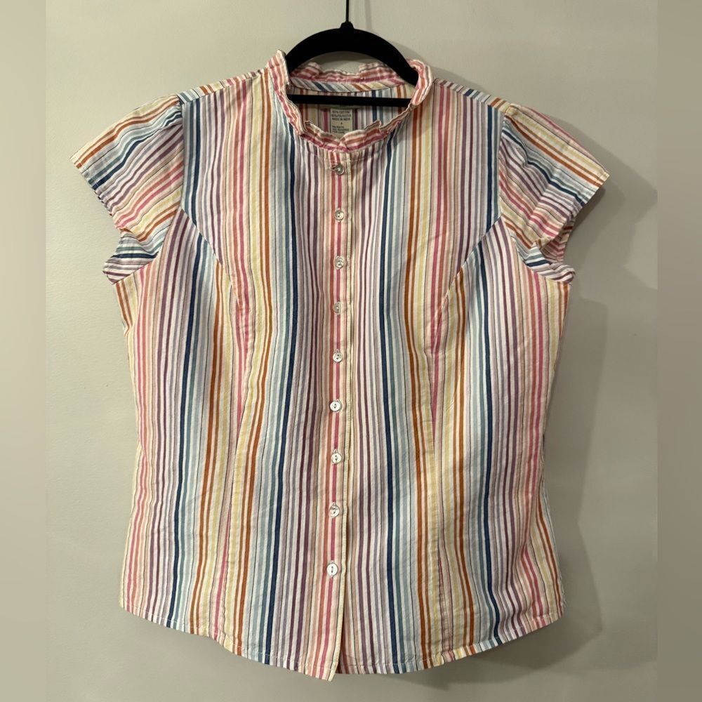 Anthropology Odille Striped Multicolor Button-Up Shirt Size 2